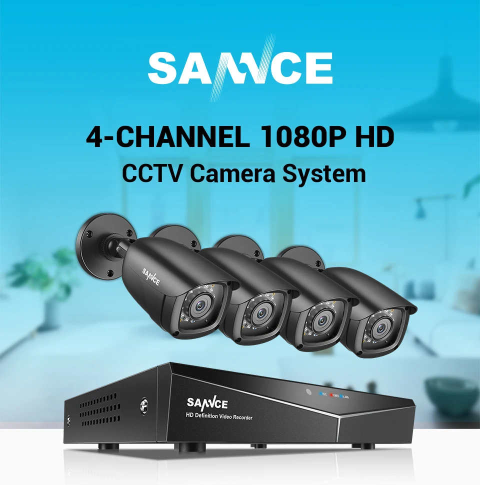 SANNCE HD 4CH 1080P CCTV Система HDMI AHD DVR 4 шт 2 м ИК наружная камера безопасности ночного видения комплект видеонаблюдения
