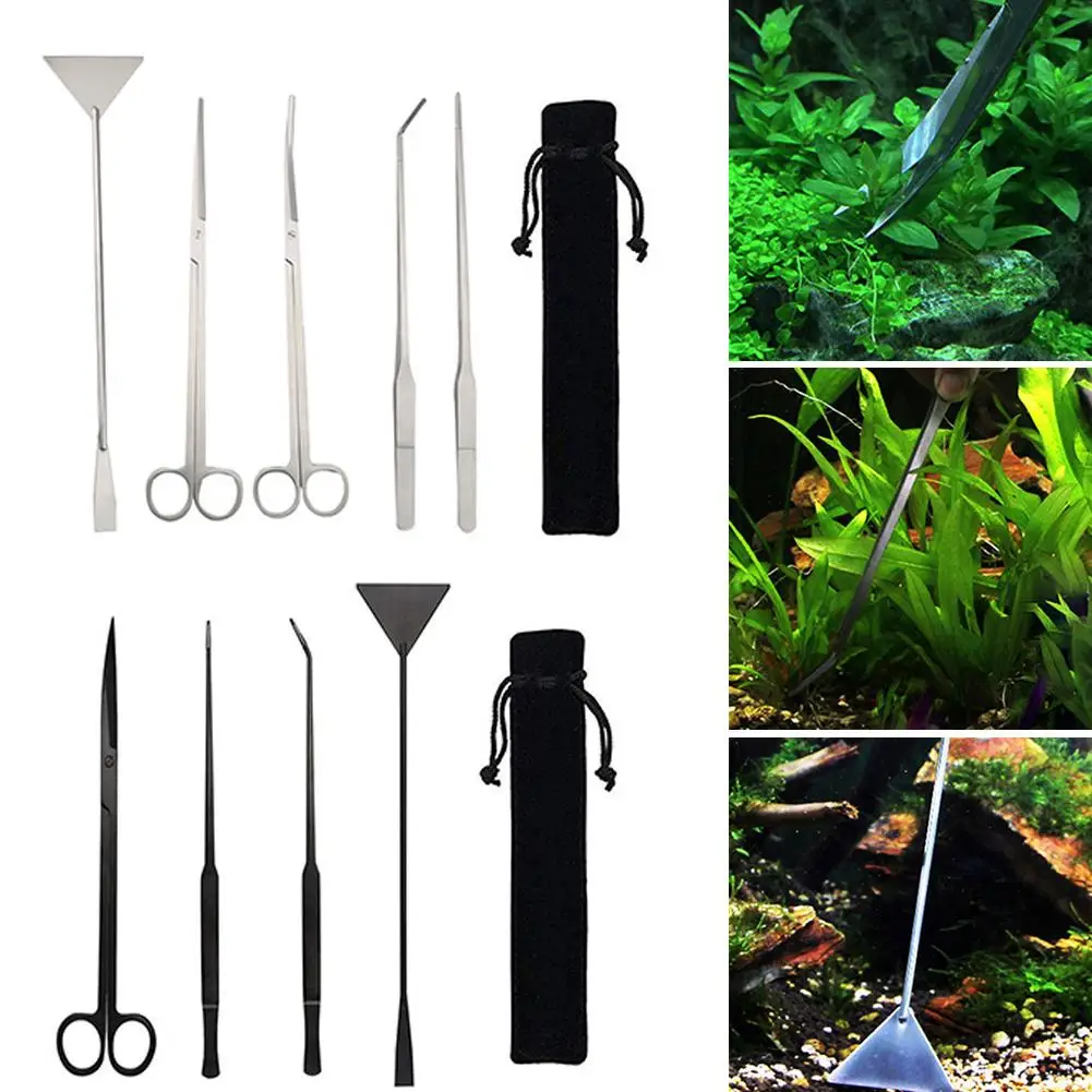 

Hot Sell Aquarium Fish Tank Plant Cleaning Kits Stainless Steel Terrarium Set Plant Tool Kit For Fish Tank Aquarium Accessoires