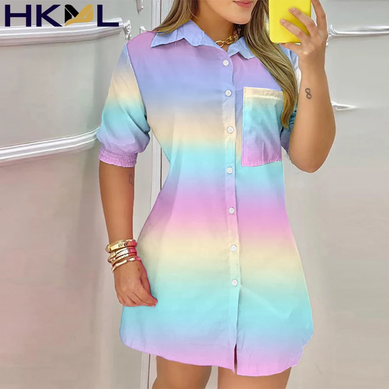 

Женская длинная рубашка в клетку, разноцветная офисная рубашка с отложным воротником и карманами, на пуговицах, весна-осень 2021