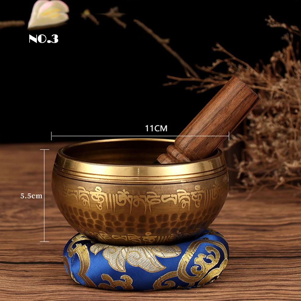 

8.5/11/13CM Nepal Pure Copper Singing Bowl Six-Character Mantra Buddha Sound Bowl For Meditation Yoga Tibetan Copper Chime Decor