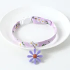 Ошейник для домашних животных, милый воротник с маргариткой, цветочным узором, колокольчиком, регулируемая лента для собак, маленьких собак, щенков