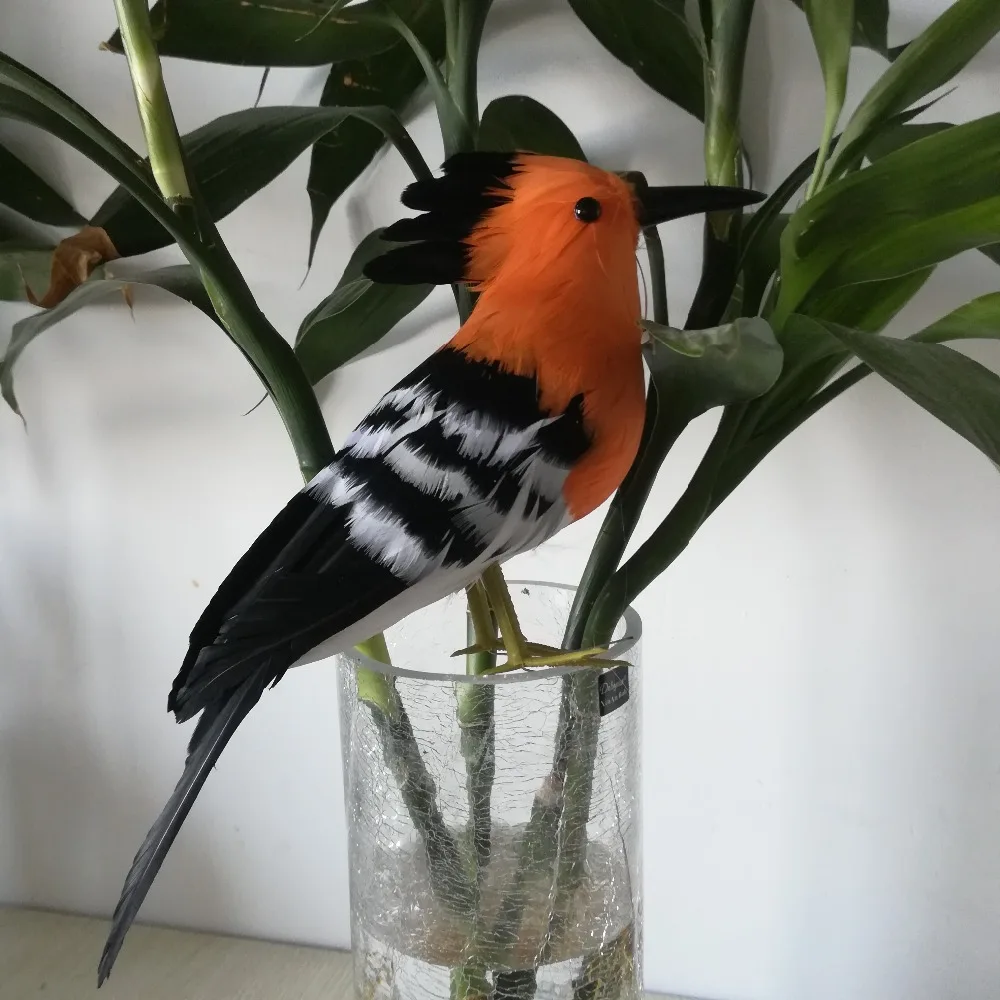 Около 30 см пена и перья Hoopoe птица твердая модель hoopoe сценический реквизит, украшение дома и сада Рождественский подарок w0175