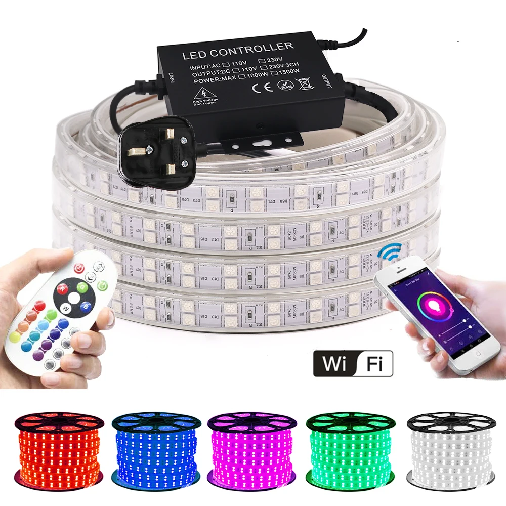 WI-FI цветных (RGB) светодиодных лент SMD5050 60 светодиодов/m 120 гибкая лента светильник с