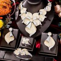 kellybola fashion jewelry set luxury flower geometry zirconia necklace earrings bracelet ring dubai wedding anniversary gift
