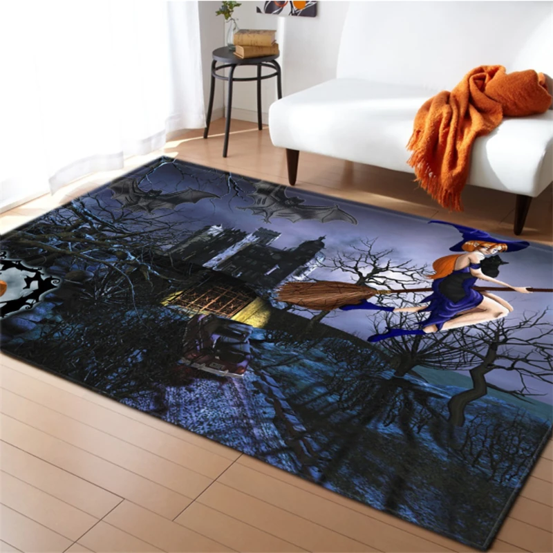 Living Room Carpets Halloween Decoration Home 3D Angry Pumpkin Printing Children Non-slip Rugs Hallway Bedroom Bedside Floor Mat |