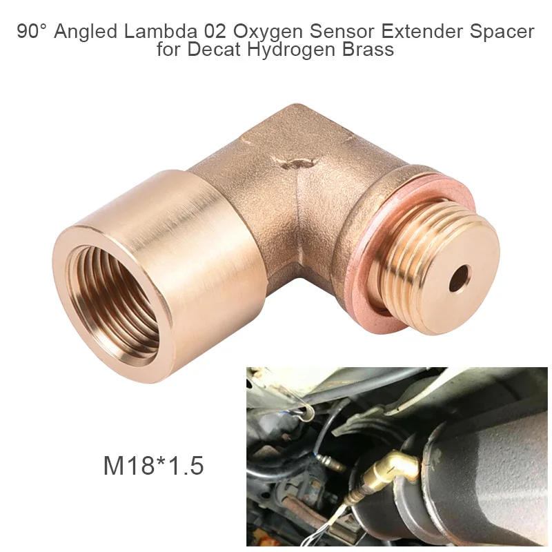 90degree M18x1.5 O2 Lambda Sensor Oxygen Extender Spacer For Decat Hydrogen Brass | Автомобили и мотоциклы