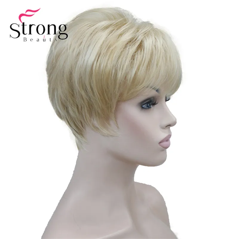 24H613 StrongBeauty короткий слоистый блонд лохматый Классический колпачок полный синтетический парик выбор цвета - Цвет: 24H613