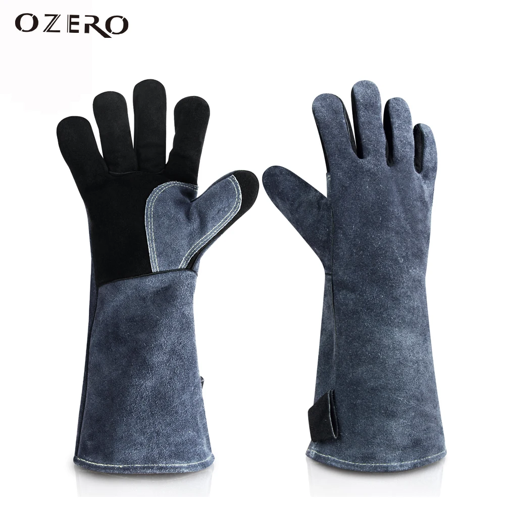 

OZERO 932°F Heat Resistant Leather Barbecue Gloves Long Sleeve Grill BBQ Glove For Men Welder Grilling Welding Oven Fireplace