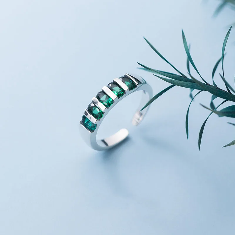 

Ginin 925 Sterling Silver Ring for Women French Elegant Retro Geometric Glossy Beccarite Stitching Finger Jewelry Female Gift