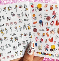 newest character series series hand cartoon colorful designs 3d nail art sticker nail decal accessories hl80