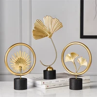 modern home decoration office accessories for living room pieces home resin decor ornaments crafts miniature metal leaves statue