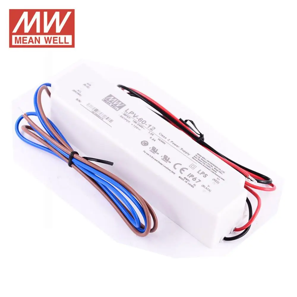 Meanwell waterproof 12V 24V power supply LPV-60W 48V UL PSU 60W 15V 36V 5V LED screen IP67 driver for lighting | Обустройство дома