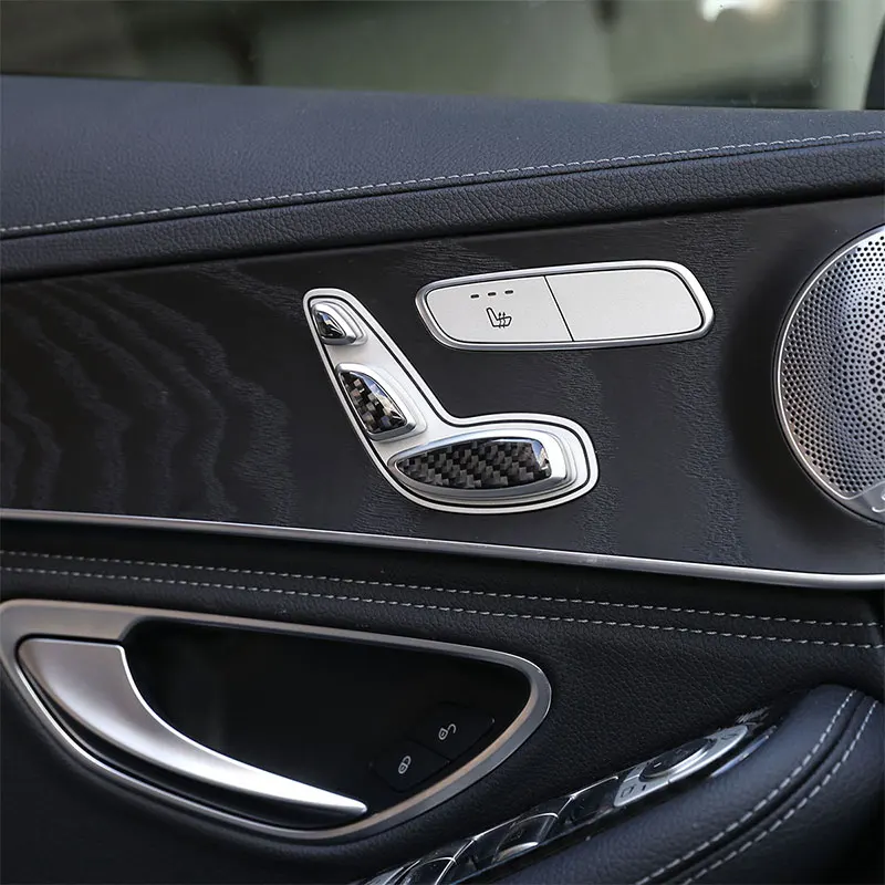 Наклейка для кнопки сиденья из углеродного волокна с блестками 3D Mercedes Benz E Class W213