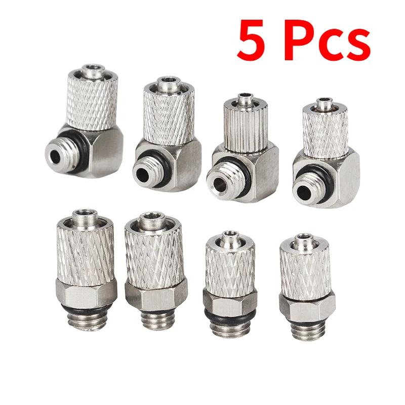 5Pcs Male Thread M3 M4 M5 M6 -Air Tube 3mm 4mm 6mm OD Mini Pneumatic Pipe Connector Screw Through Quick Fitting Fast Twist Joint