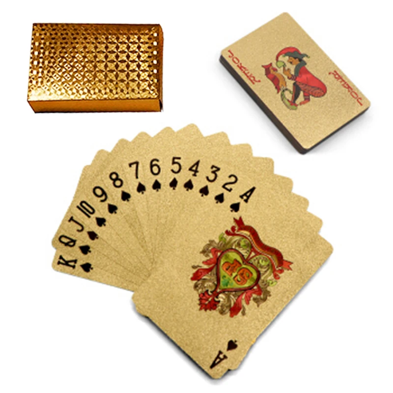 

24K Gold Playing Cards Waterproof USD EUR Pattern Silver Foil Poker Card Table Game Outdoor Leisure Plastic Magic Cards 55 PCS