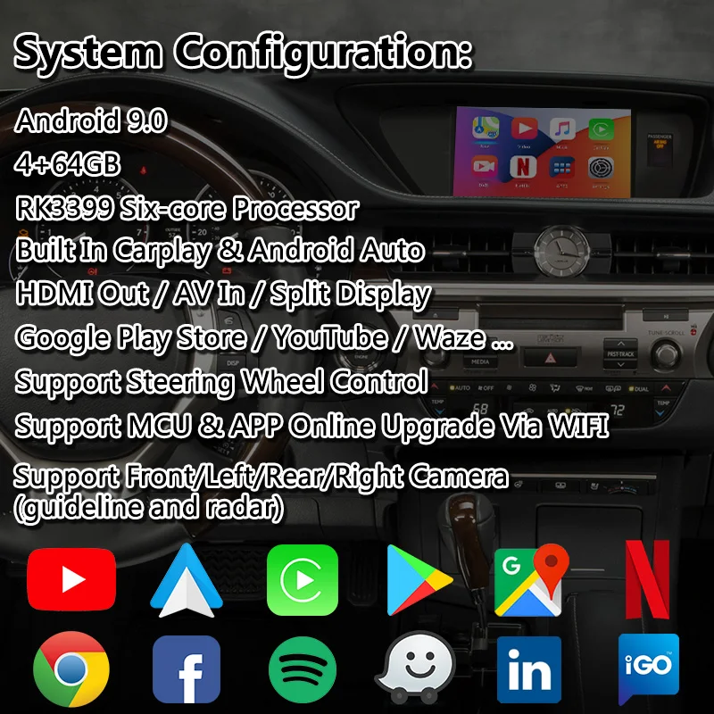 Lsailt Android Carplay интерфейс для Lexus ES350 ES модель 2014 2018 с управлением мышью