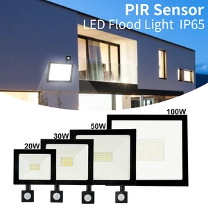 Светодиодный прожектор 20 Вт 30 Вт 50 Вт 100 Вт, переменный ток 220 В, инфракрасный датчик движения, регулируемая настенная лампа, водонепроницаемая наружная поисковая лампа, точечный светильник