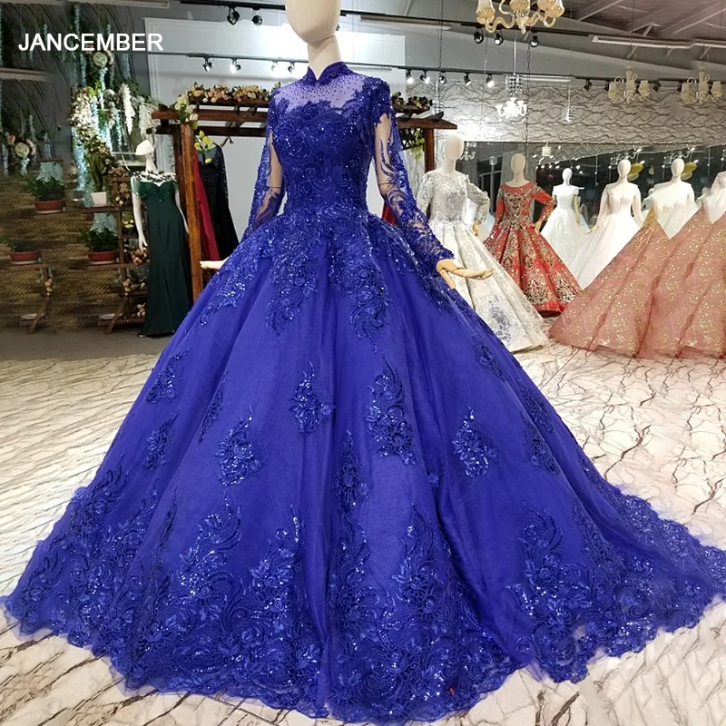 LS324771 синее мусульманское puffy vintage вечернее платье для матерей невесты с длинными
