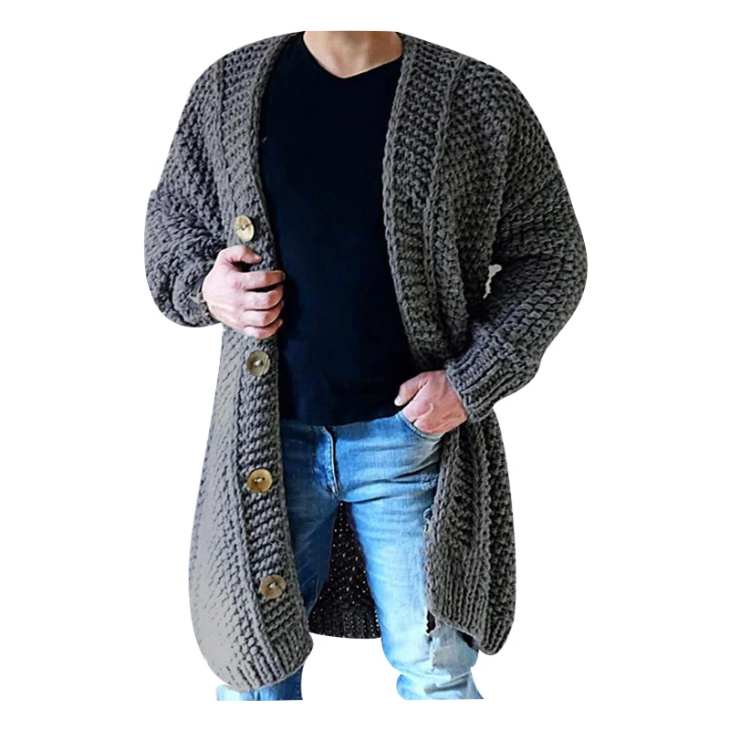 

Autumn Winter Men's Cotton Cardigan O-Neck Warm Botton Spacious Soft No Yq Long Jacket Knitted Casual Male Sweater Pull Homme