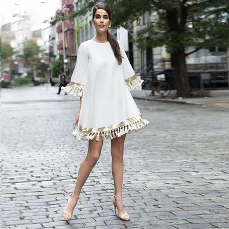 Round Neck 3/4 Sleeve Plus Size Cocktail Dress For Party Loose Women Vestidos De Coctel Cortos Elegantes 2019 | Свадьбы и торжества