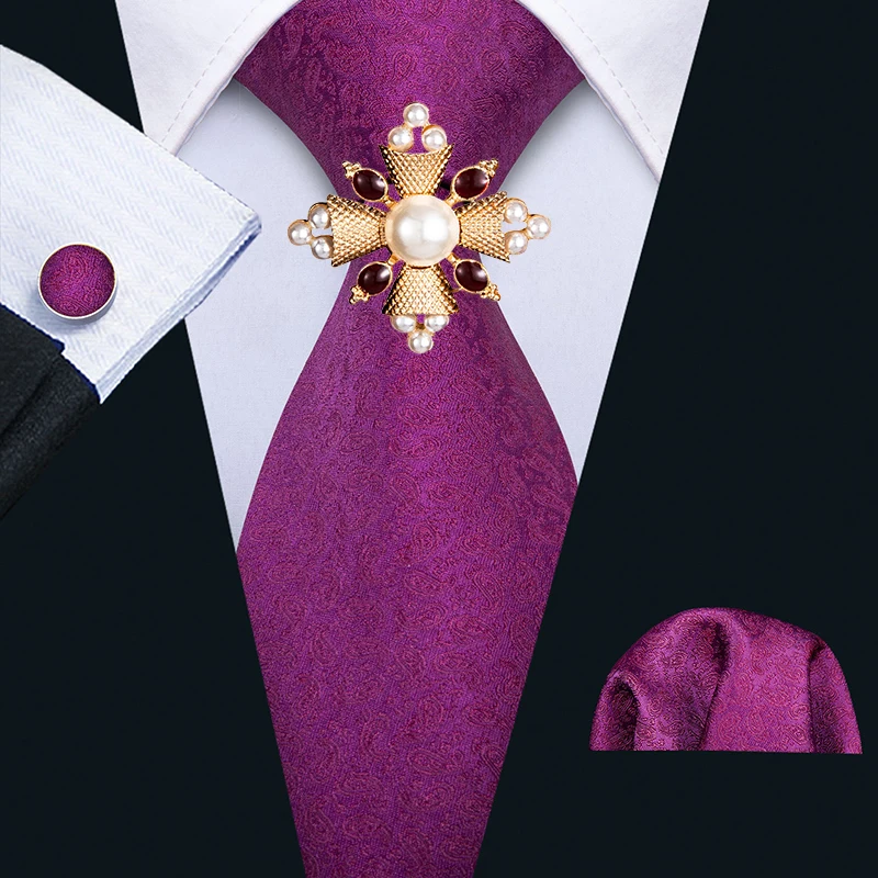 

Барри. Ван дизайнерский Розовый Красный Галстук Пейсли Hanky запонки брошь набор шелковые галстуки для шеи для мужчин подарок Свадьба Жених д...