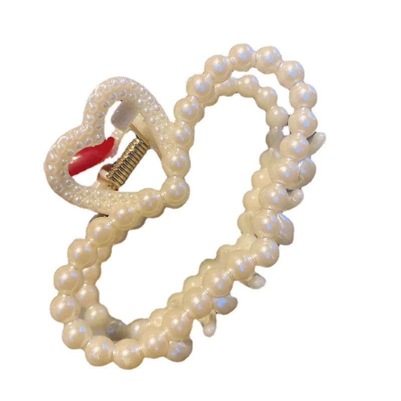 

Fashion Girl Hair Claw Geometric Imitation Pearl Hairpin Crab Retro Heart Shape Crystal Hair Clips Hair Accessories For Women