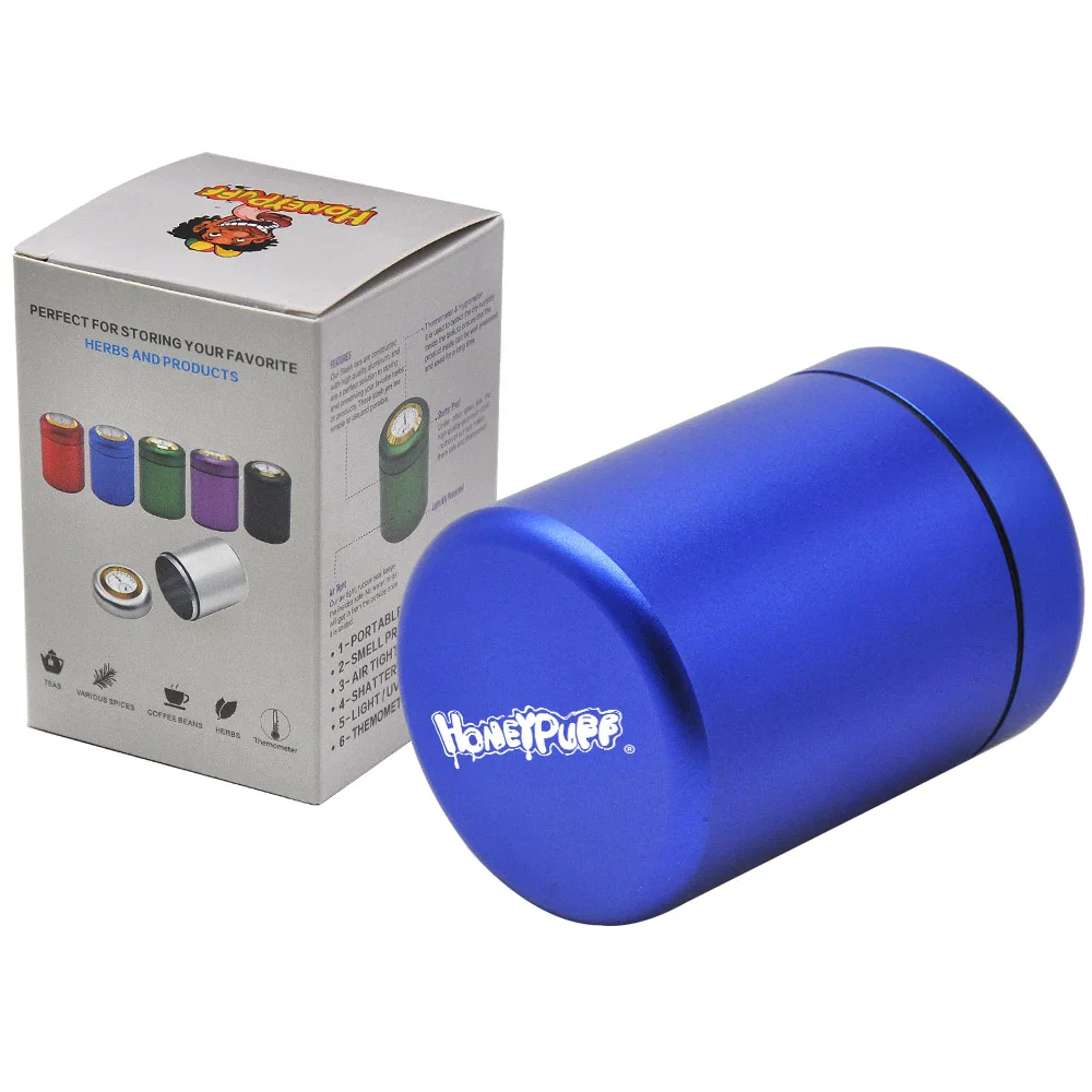 

Air Craft Aluminum Metal Storage Stash Jar With Thermometer & Hygrometer Airtight Proof Storage Container Pill Box Case