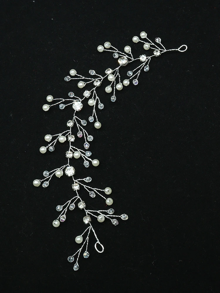 Silver Rhinestone Wedding Headband Flower Head Jewelry Bride Headdress Women Hair Accessories Beads Handmade Bridal Vine | Свадьбы и