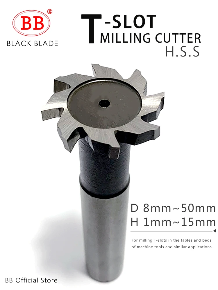 

BB T Slot Milling Cutter for Metal HSS Woodruff Key Seat Router Bit Thickness 1-12mm Diameter 8-50mm