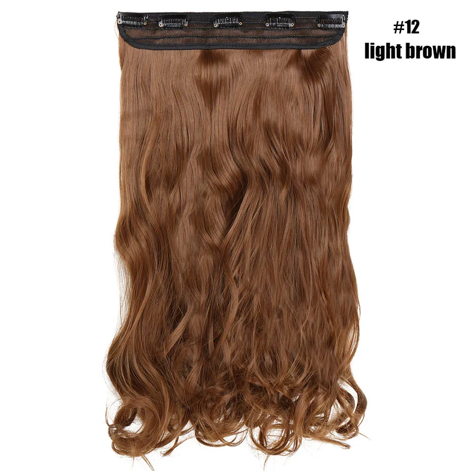light brown S-noilite 2" волосы синтетические на зажимах в одной части длинные волнистые вьющиеся женские волосы 5 заколки для волос расширение розовый красный белый серый - Цвет: light brown
