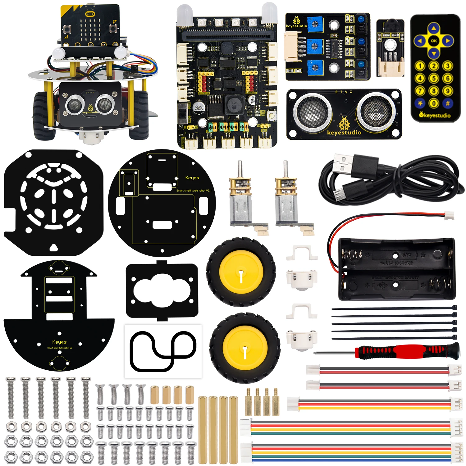 Esperto do Robô da Tartaruga para o Robô do Microbit da Haste Programação do Python Brinquedos da Haste Keyestudio Micro: Mini Carro – Bit