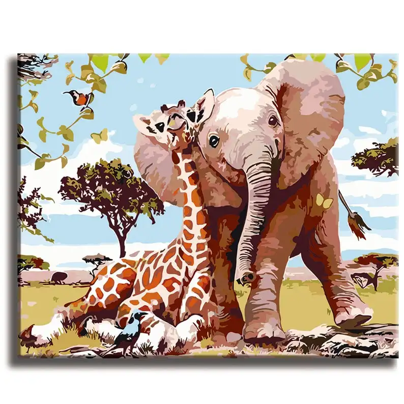 

Happy Zoo Paint by Numbers Colorful Oil Painting Abstract 16x20 Framed DIY Paint by Numbers Kit for Adults Beginners