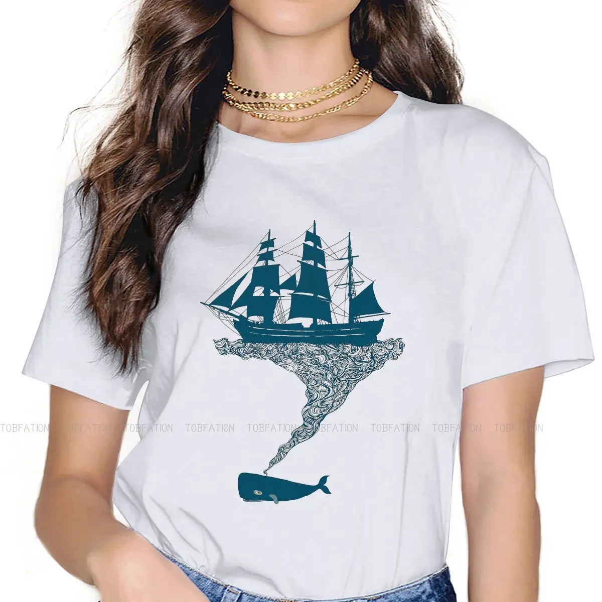 

Exhaling Flotsam O Collar TShirt Whale Sea Animal Pure Cotton Basic T Shirt Girl New Design Oversized Big Sale