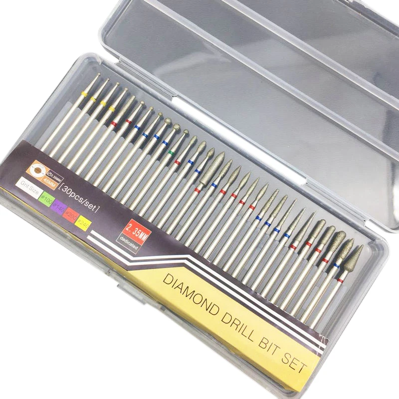 30 шт. набор алмазных сверл для ногтей фреза роторная режущая чистые пилки
