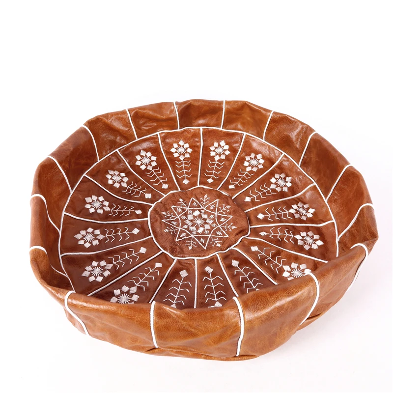 Декоративный марокканский пуфик из искусственной кожи PU Craft Hassock Ottoman Footstool Round & Large 50*50*25cm Unstuffed Cushion Pillow СКИДКА.