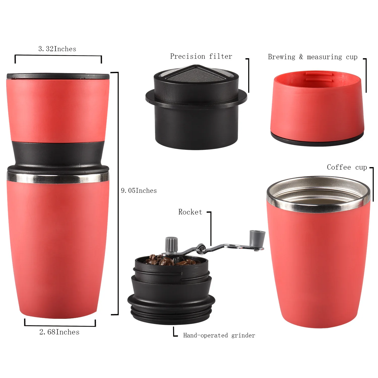 

Cup coffee maker machine Portable Hand Crank Coffee Machine Manual Stainless Steel Coffee Bean Grinder Household Coffee