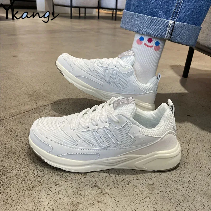 

Женские кроссовки в стиле Харадзюку, Вулканизированная плоская подошва, на шнуровке, удобная обувь в Корейском стиле