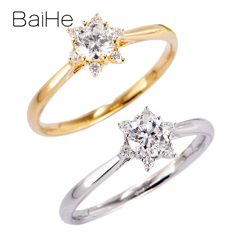 BAIHE 14 K белое золото всего 0.35ct/0.40ct натуральные бриллианты ювелирное изделие