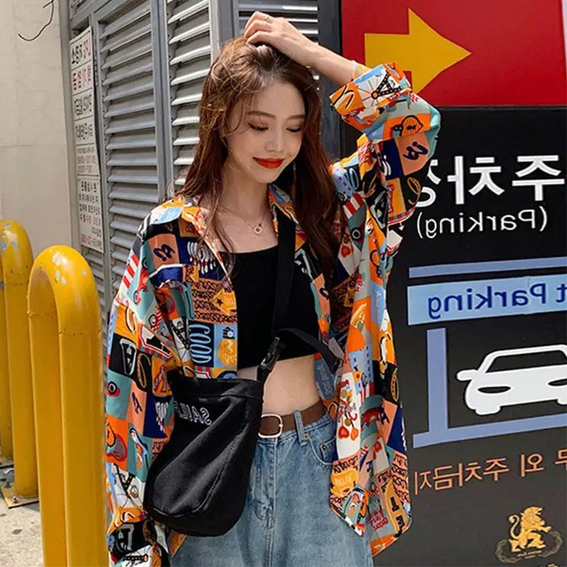 

Vintage Hong Kong style shirt loose niche design thin long sleeve flower shirt women's drape sunscreen salt coat
