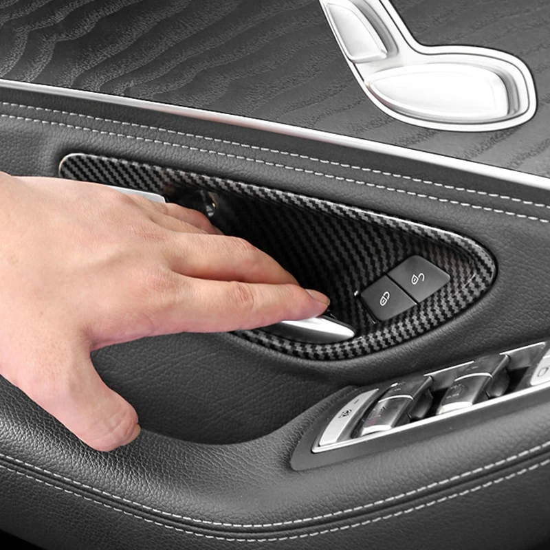 

4 Pcs Car Door Handle Protection Decoration Cover Sticker Interior Styling Accessories For Mercedes Benz C E Class W205 W213 GLC