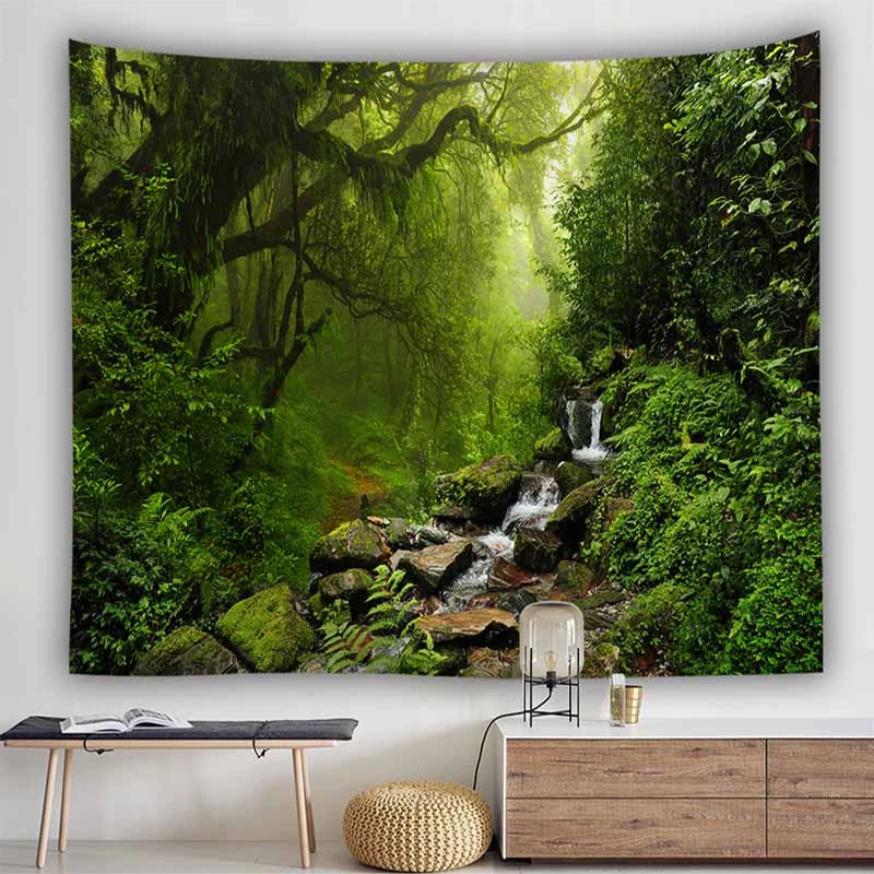 Fantasy Forest Moon Tree Tapestry Wall Hanging Macrame Hippie Blanket Home Decor Art Psychedelic | Дом и сад