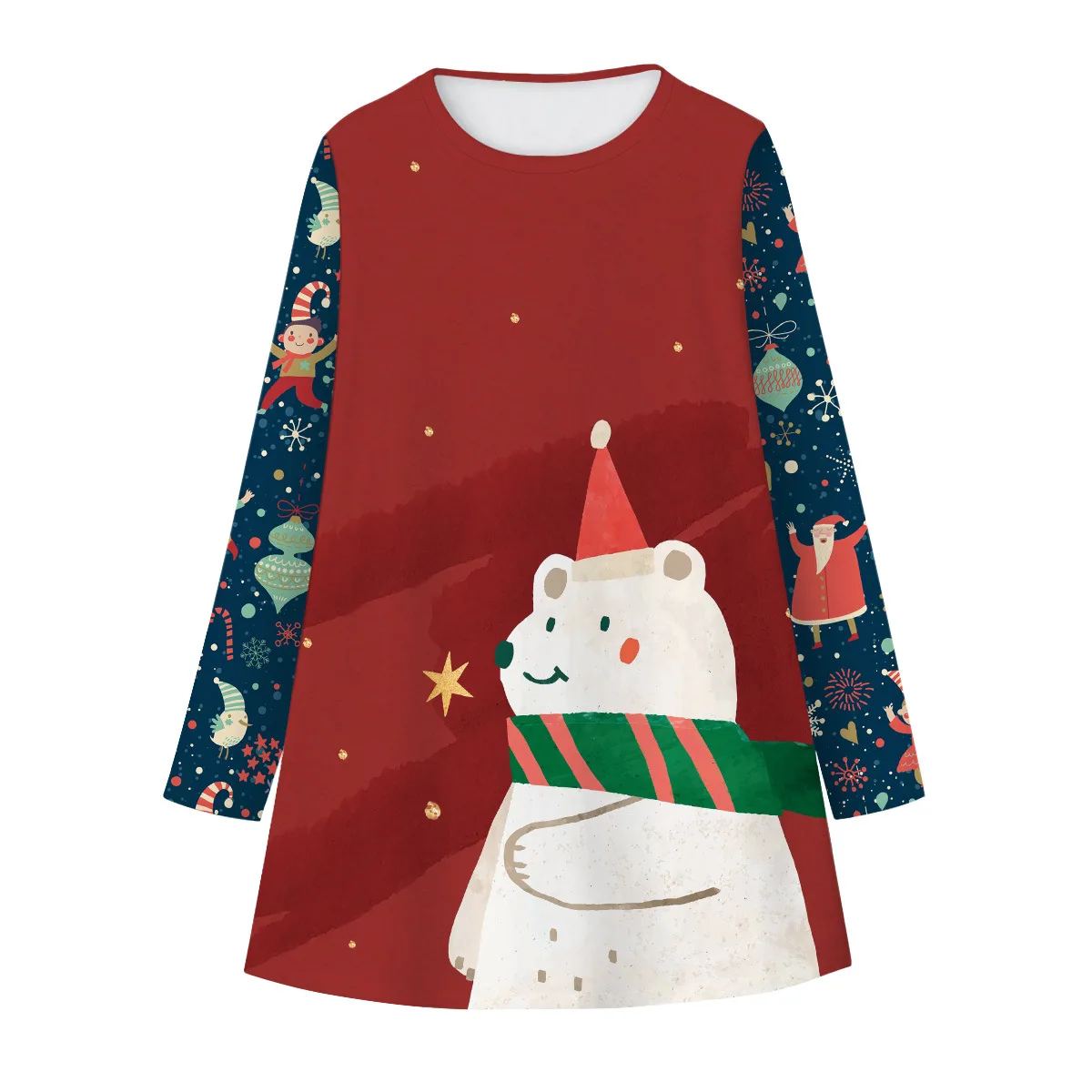

Cartoon Kids Baby Girls Long Sleeve Princess Dresses Christmas Tree Print Dress Party Outfits navidad Girls Winter Clothes