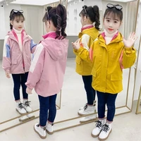 girls jacket fashion kids outerwear outdoor splicing design hooded windbreaker teen clothes casual coats tops childrens clothing