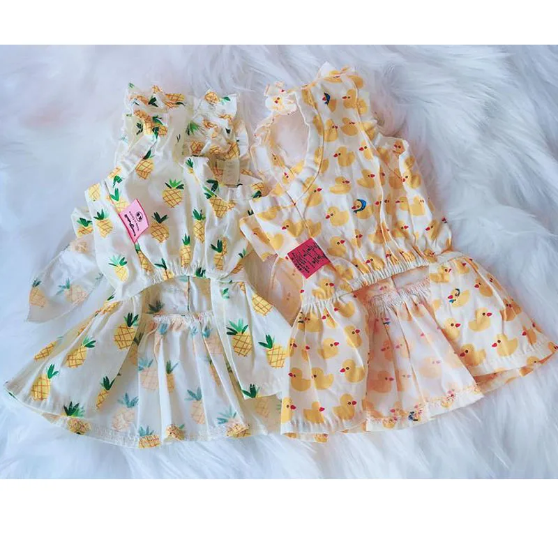 Платье для девочек с фруктовым принтом летняя одежда домашних животных на