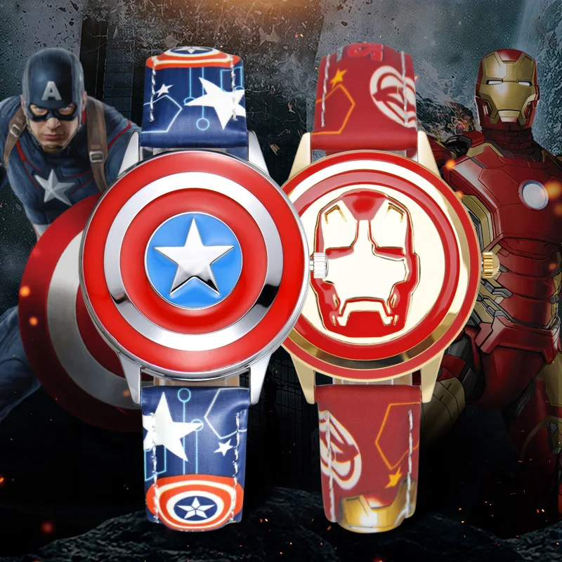 Супергерой Marvel Avengers Капитан Америка Детские Кварцевые водонепроницаемые часы с