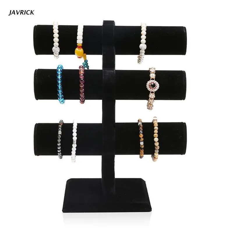

Velvet Level T-Bar Bracelet Necklace Jewelry Display Stand for Home Organization