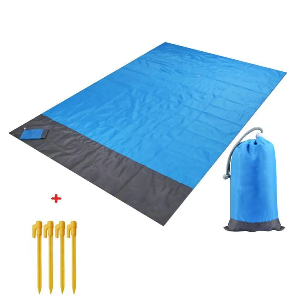 

1Set Folding Outdoor Beach Mat Camping Mat Large Waterproof Picnic Tent Outdoor Ground Spikes Floor With Mat Supplies Blank B7E2