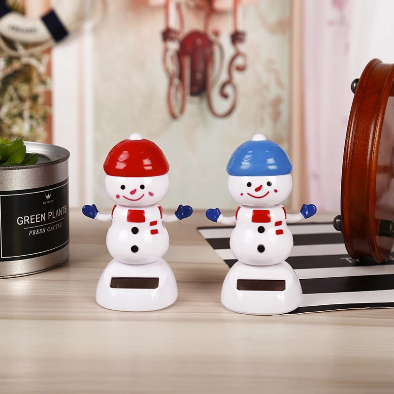 1 шт. Милая Солнечная энергия Снеговик Санта Клаус качающаяся голова фигурка