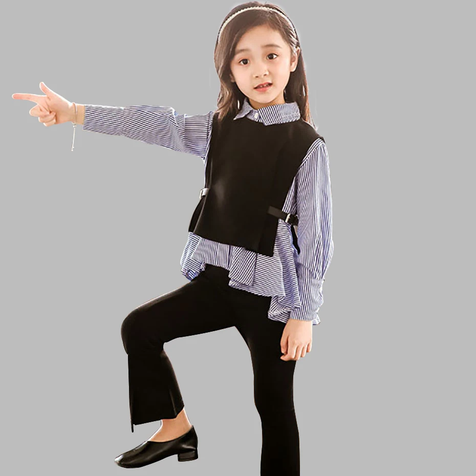 Одежда для девочек весенний комплект костюм в полоску из 3 предметов детская