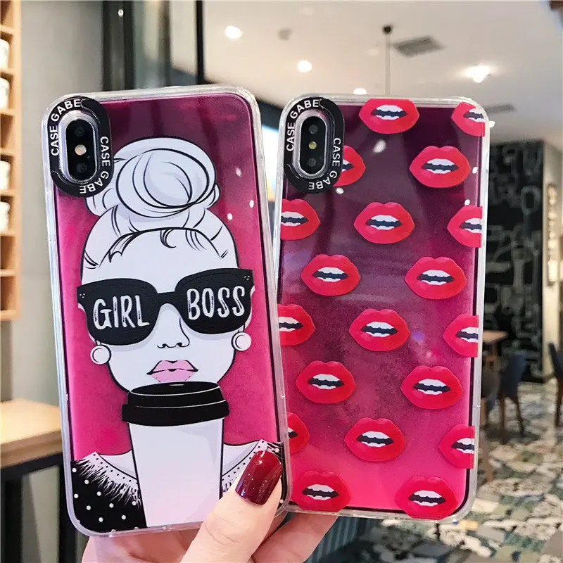 Светящийся чехол с неоновым песком и жидким зыбучим для iPhone 11 Pro XS Max X XR 8 7 6 Plus